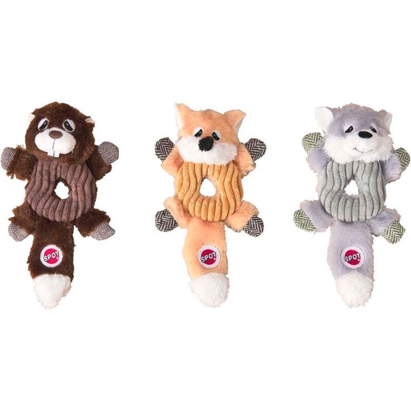Spot Ethical Pet Lil Spots Donut Crinklers Dog Toy 7" 3-Pack Plush Squeaky