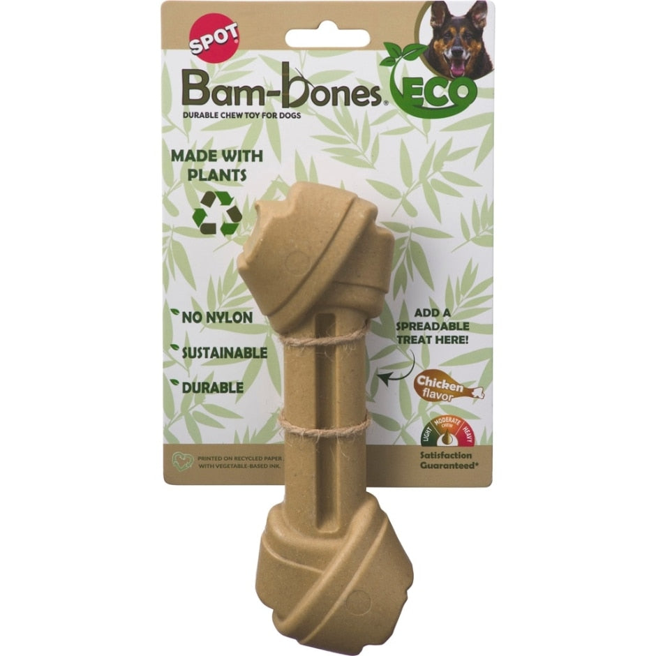 SPOT Bambone Eco Knot Bone - 7.5" Dog Chew Toy (Chicken or Beef)