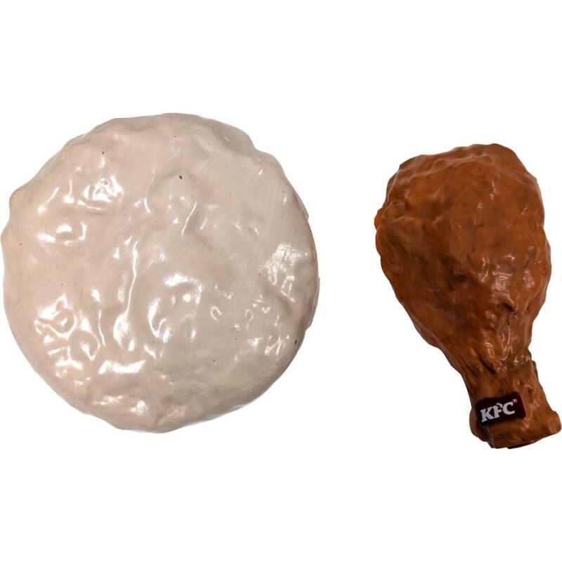 Ethical Pet Spot KFC Vinyl Biscuit & Drumstick Dog Toy - 2 Pack Squeaky Fun!