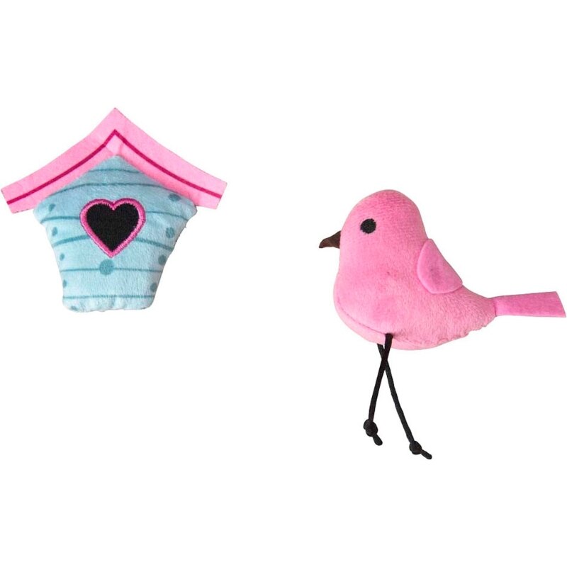 SPOT Birds & Homes Cat Toy - 2 Pack - Crinkle & Catnip Birdhouse Plush