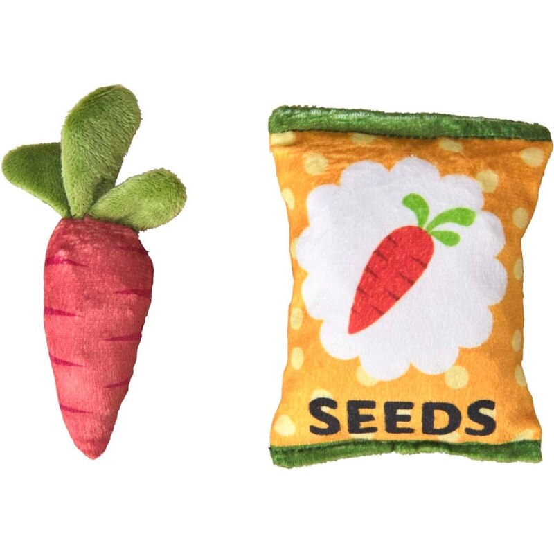Ethical Pet Spot Vegetable Garden Cat Toys - 2 Pack Assorted Crinkly Catnip Toys