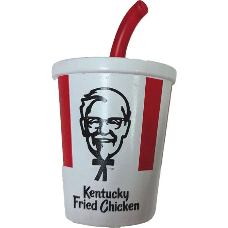 KFC Vinyl Soda with Straw Dog Toy - 6 Inch Squeaky Pet Toy