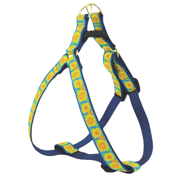 Md NARROW BRIGHT SUNFLOWER HAR - Dog Harness Bright Sunflowers - Size: MD