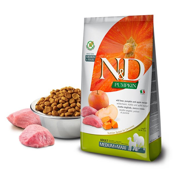 Farmina N&D Pumpkin Boar & Apple Mini Breed Adult Dog Food, Grain-Free, 15.4 lb / 7 kg