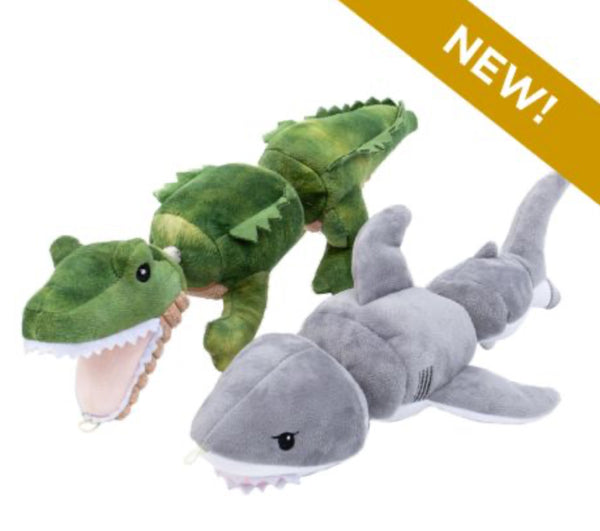 Tall Tails Jointed Shake Play Alligator Dog Toy, 14" Plush with Rope