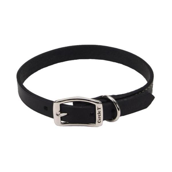 Coastal Pet Circle T Oak Tanned Leather Town Dog Collar, Black, 5/8" x 14"