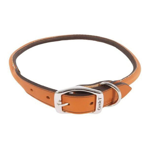 Circle T Oak Tanned Leather Round Dog Collar, Tan, 1" x 22"