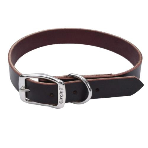 Circle T Latigo Leather Town Collar - 1" x 22" - Brown Dog Collar