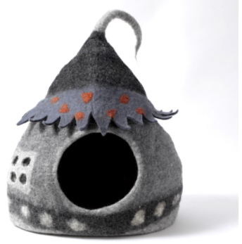 Dharma Dog Karma Cat Wool Pet Cave Fairy House Grey Cat Bed