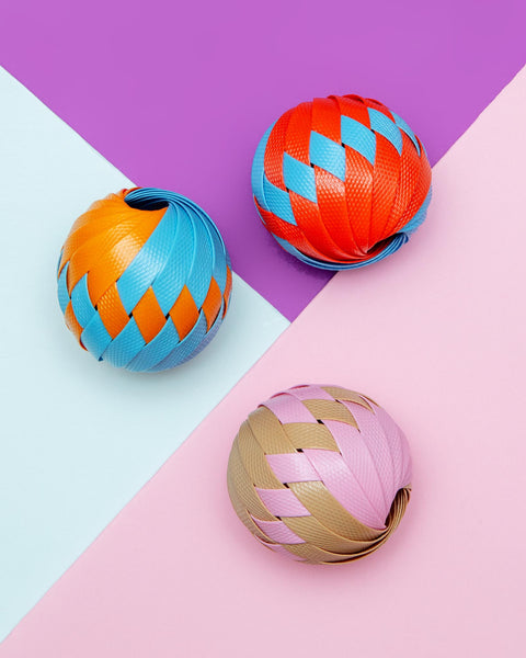 Goli Designs Roli Ball Cat Toy - Tangerine & Ice Blue - Treat Dispensing
