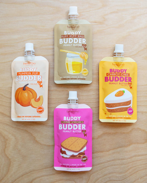 Bark Bistro Buddy Budder Ruff Ruff Raw Grain Free Peanut Butter for Dogs - 4 oz Squeeze Pack
