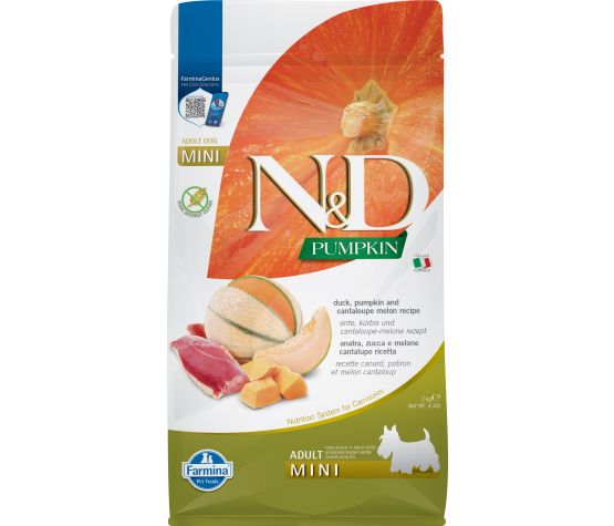 Farmina N&D Pumpkin Grain-Free Mini Breed Adult Dog Food, Duck & Cantaloupe, 4.4 lb / 2 kg