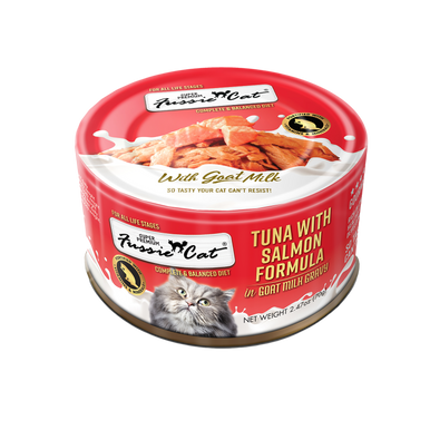 Fussie Cat Premium Tuna & Salmon in Goat Milk Gravy Wet Cat Food, 2.47oz