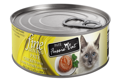 Fussie Cat Fine Dining Pate Chicken & Lamb Entree Wet Cat Food, 2.82oz Can