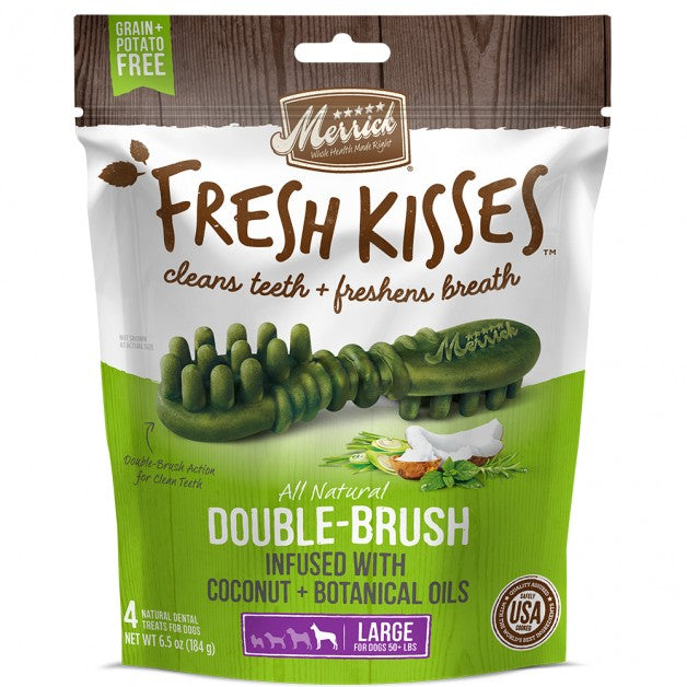 Merrick Fresh Kisses Coconut + Botanical Oil Large Dog Dental Treats, 4 Count