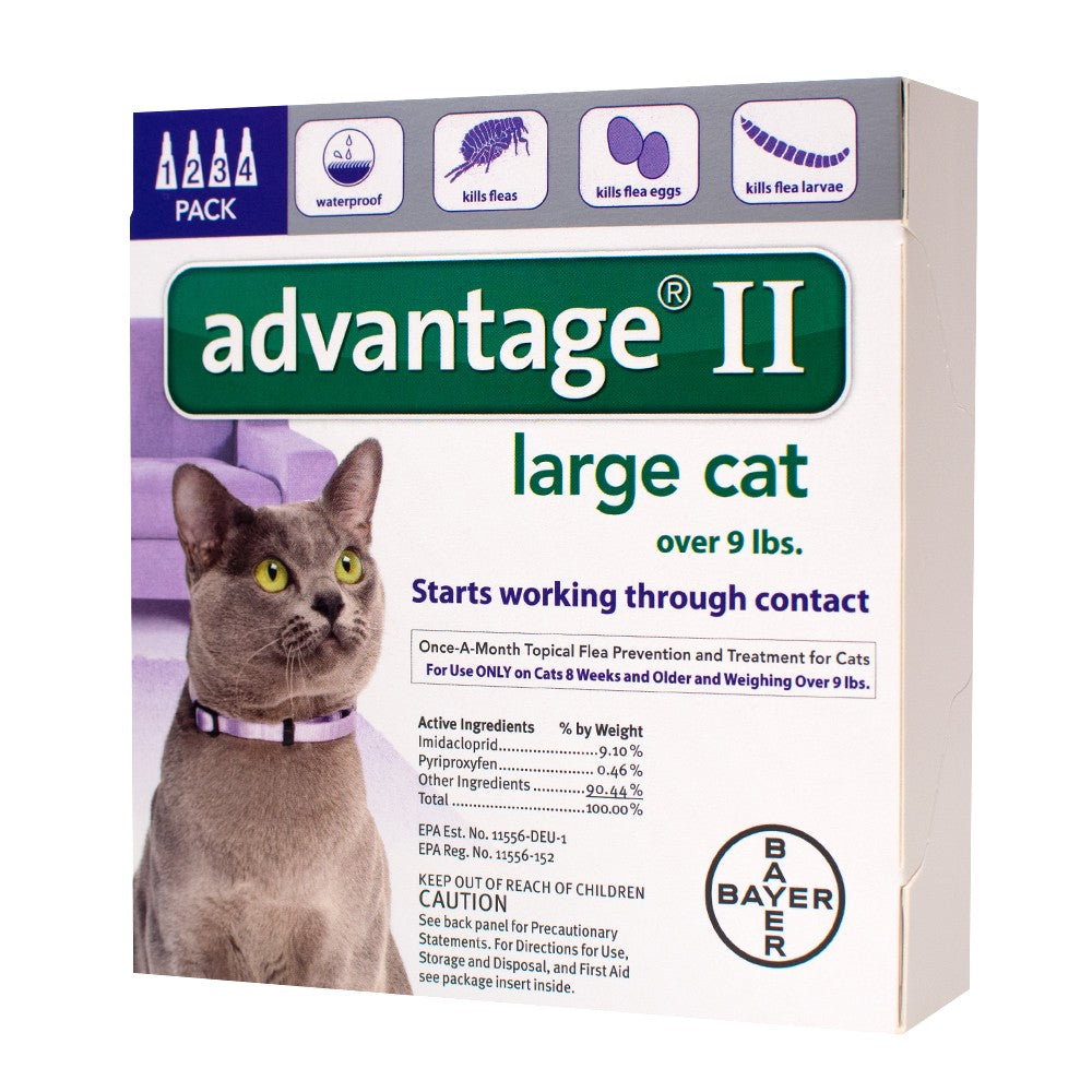 Advantage II Large Cat Flea Treatment & Prevention - 9+ lbs - 4 Doses