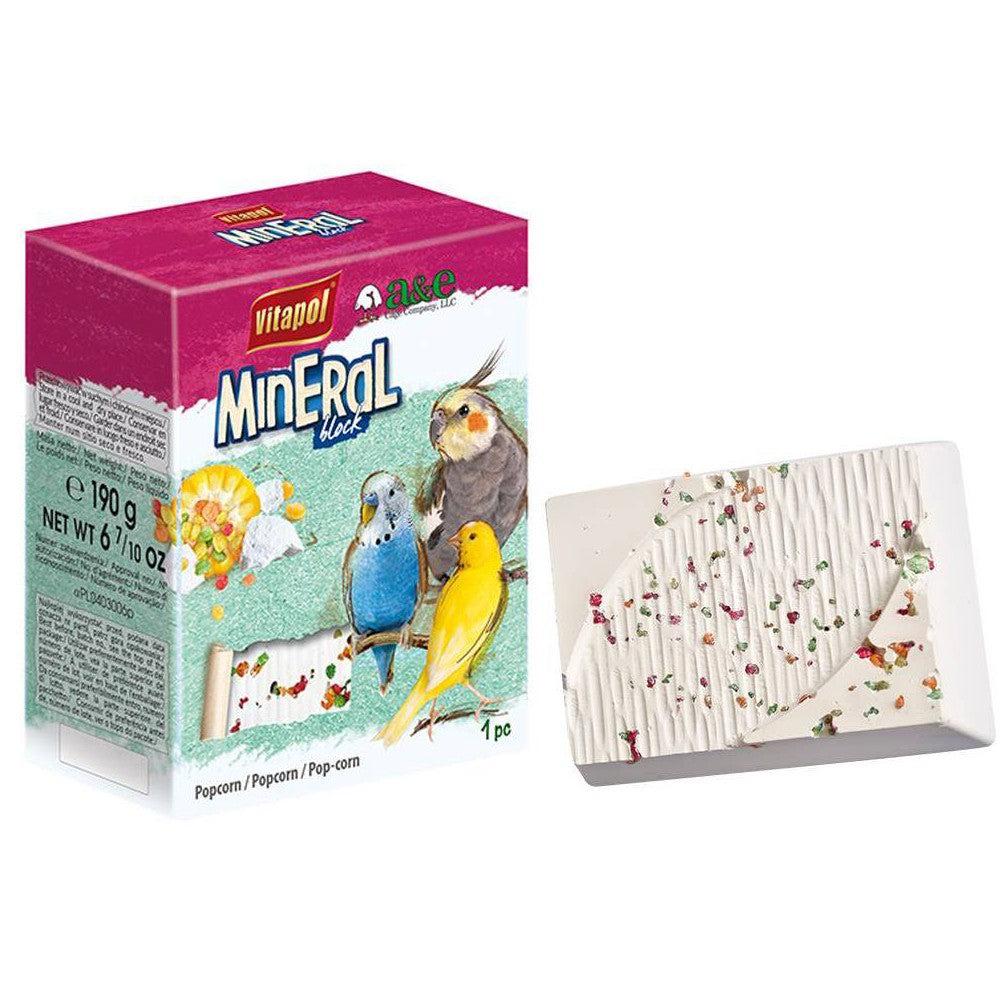AE Cage Company Popcorn Infused Bird Mineral Block - Large - 190g Bird Treat