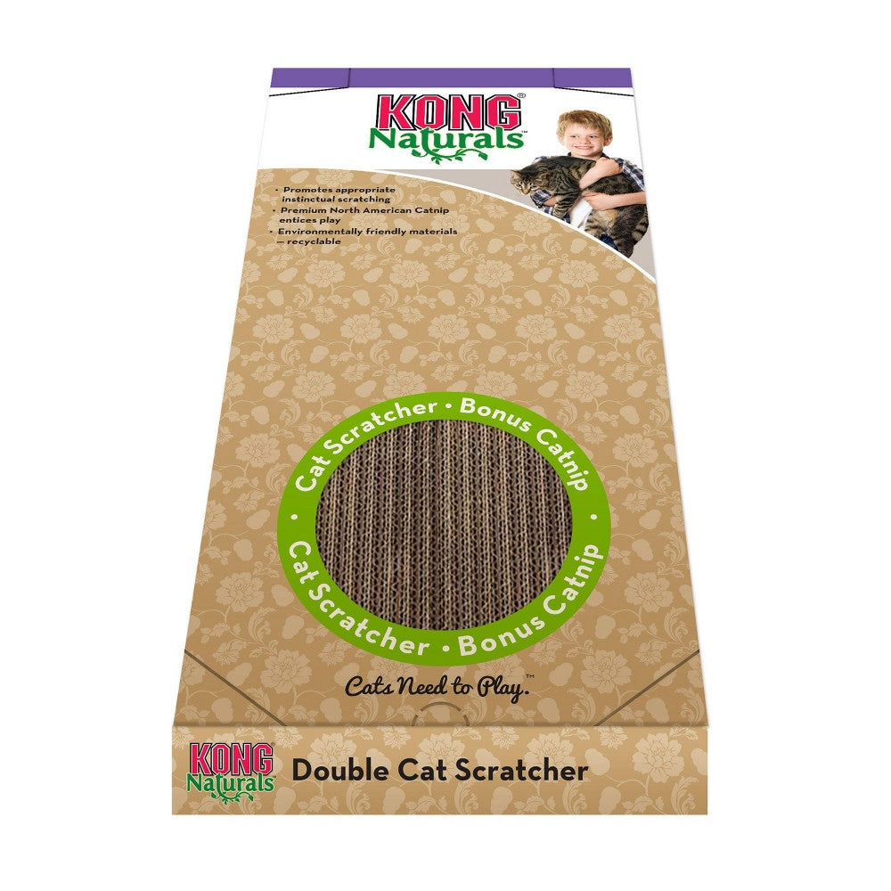 KONG Naturals Double Scratcher for Cats - Eco-Friendly Cat Scratch Pad with Catnip
