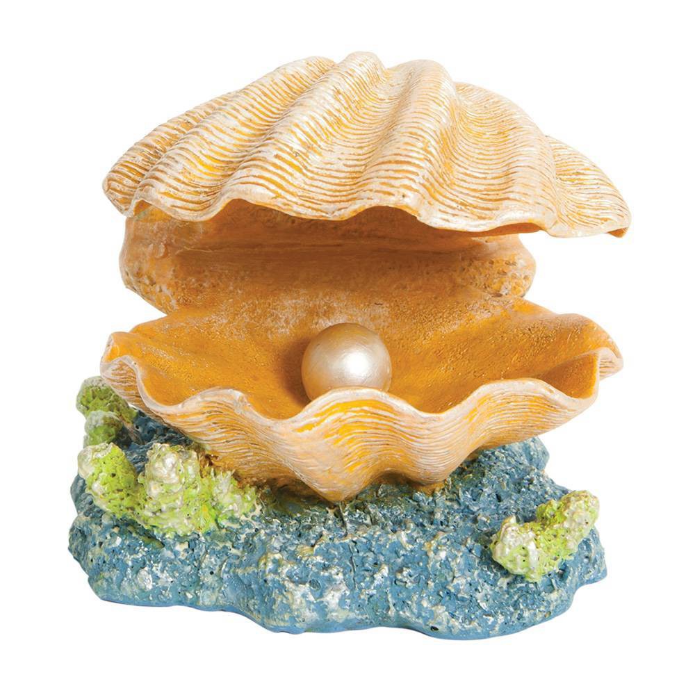 GloFish Clam Aquarium Ornament - Small, Reflective Hiding Place for Fish