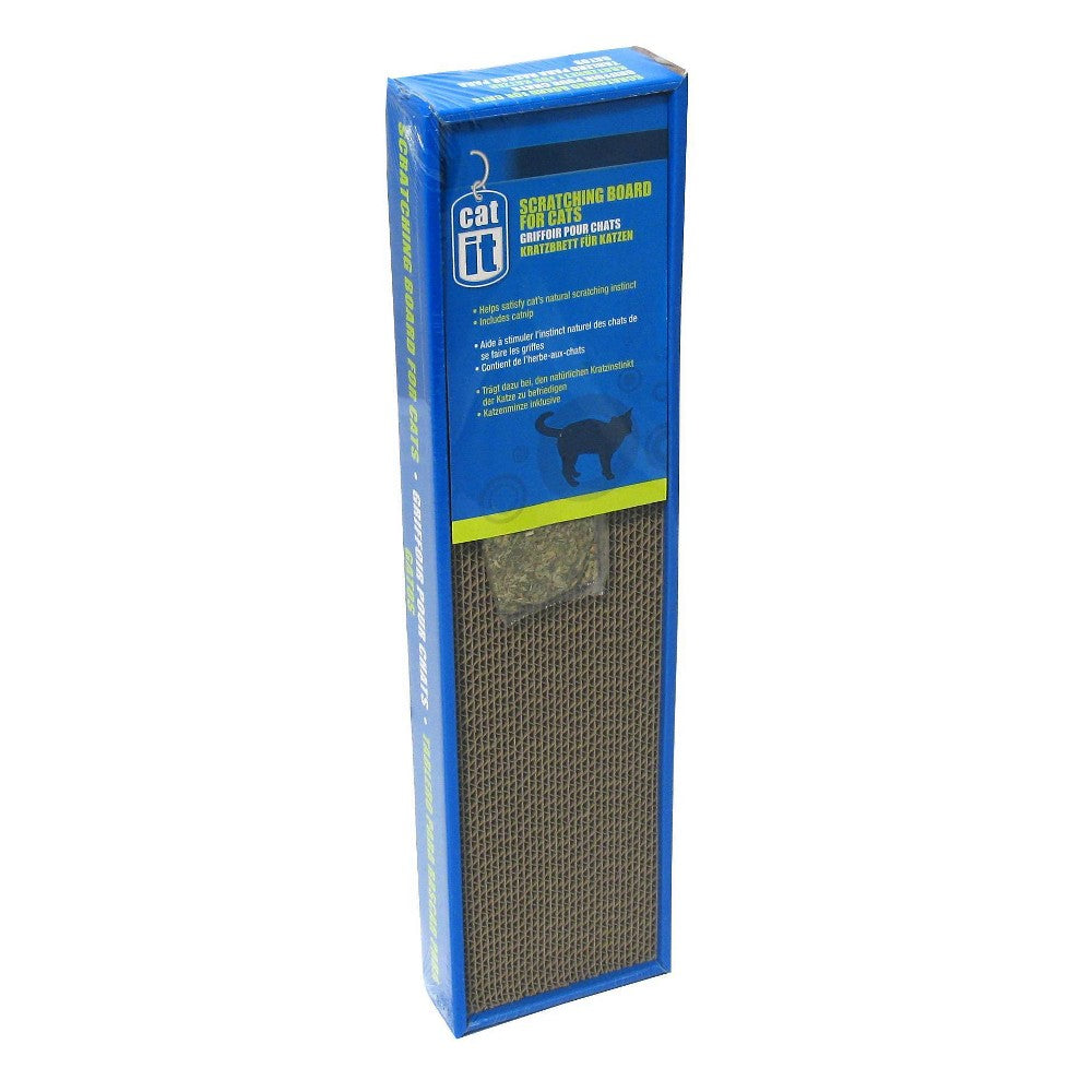 Catit Narrow Cat Scratcher Board with Catnip - Corrugated Cardboard Cat Toy