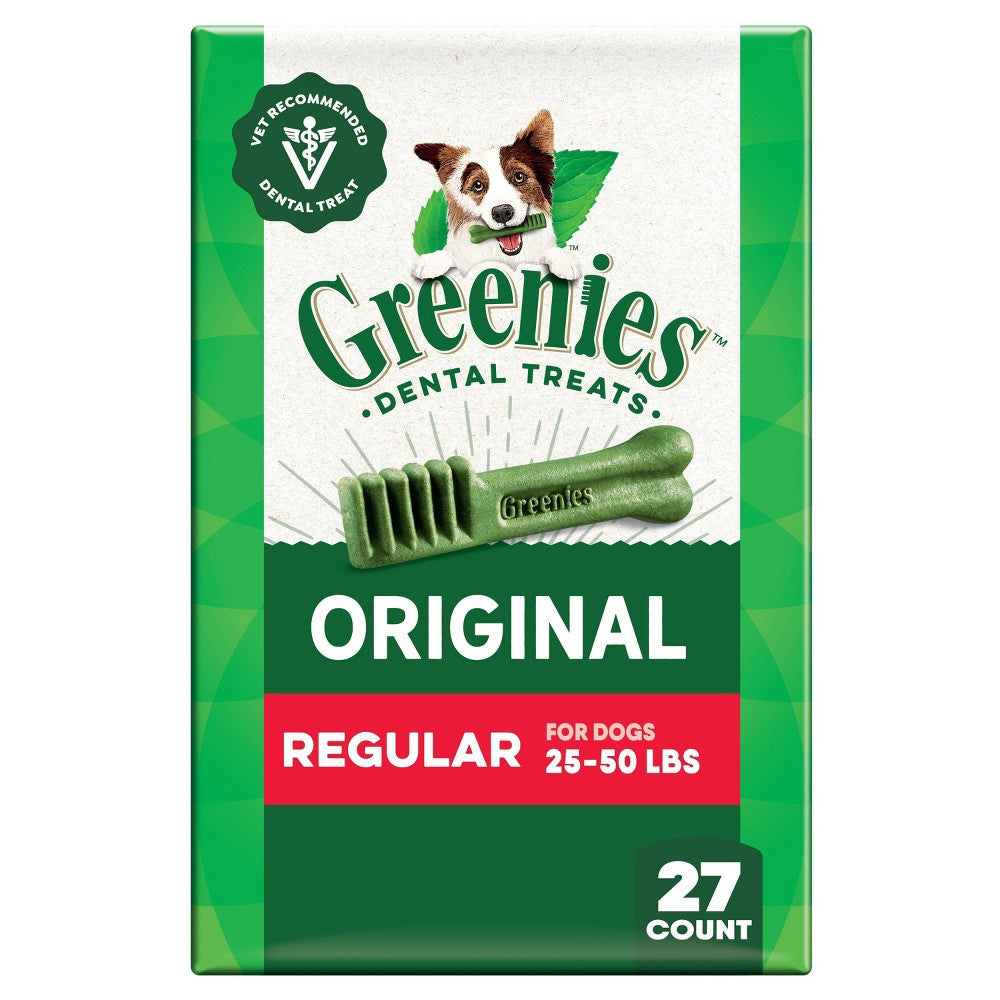Greenies Regular Size Dog Dental Chews, Original Flavor, 27 oz (27 Treats)