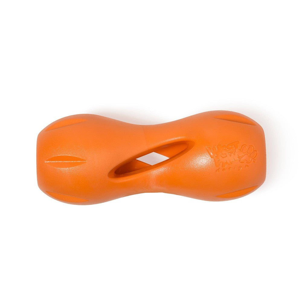 West Paw Zogoflex Qwizl Dog Toy - Large, Tangerine - Treat Dispensing Puzzle