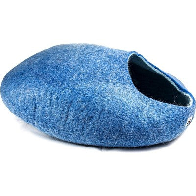 Yeti Pet Cave Pet Bed - 100% New Zealand Wool - Cats & Small Dogs - Blue - 22x20x9