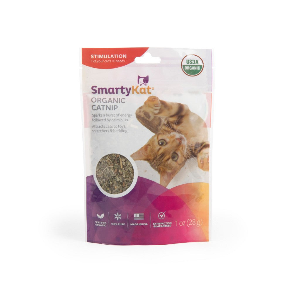 SmartyKat Certified Organic Catnip - 1 oz Pouch - USDA Organic Cat Attractant
