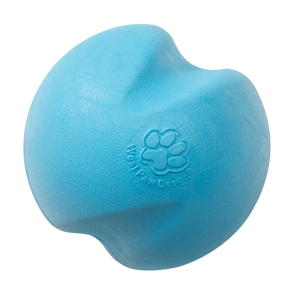 West Paw Zogoflex Jive Dog Toy - Large 3.25" - Durable Fetch Ball - Aqua/Blue