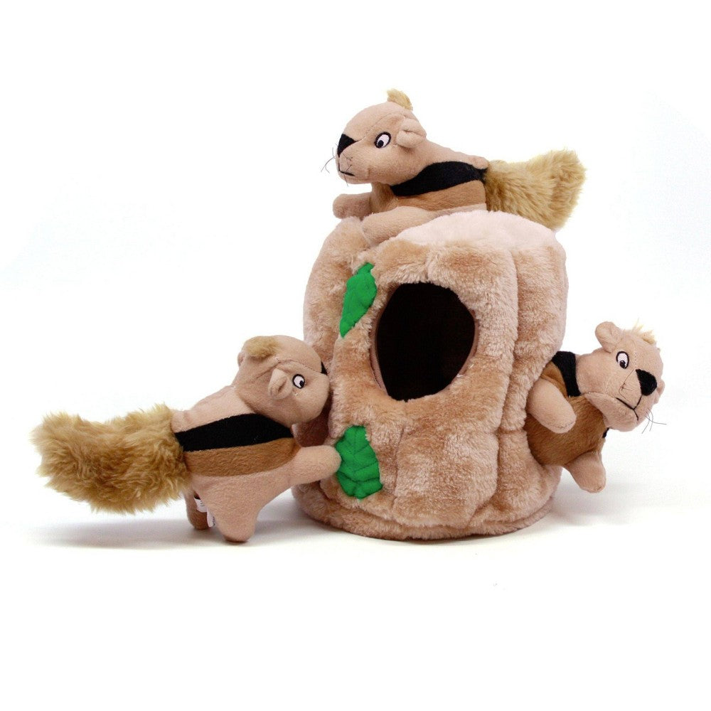 Outward Hound Hide-A-Squirrel Plush Dog Toy Puzzle - Large, Brown Interactive Toy