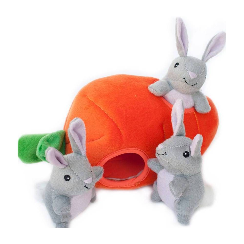 ZippyPaws Burrow Bunny 'n Carrot Hide and Seek Squeaky Plush Dog Toy