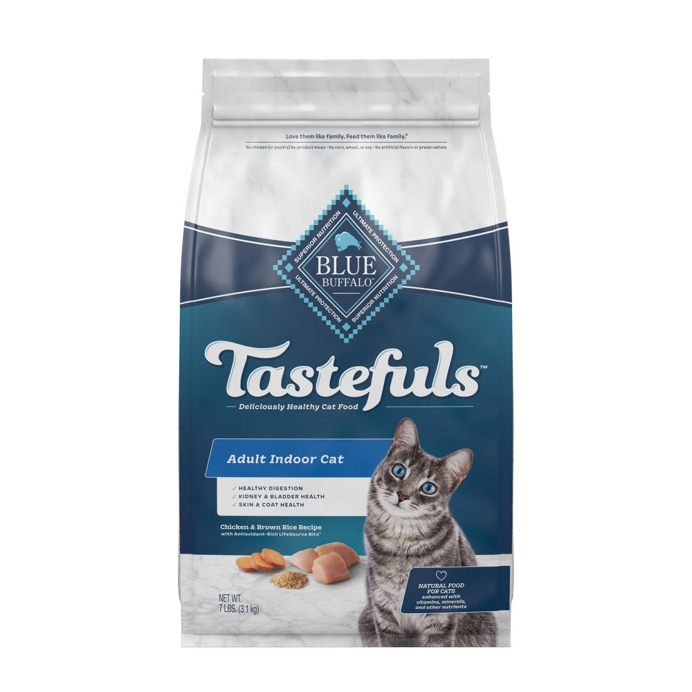 Blue Buffalo Tastefuls Indoor Health Adult Dry Cat Food, Chicken & Brown Rice Recipe, 7 lb Bag