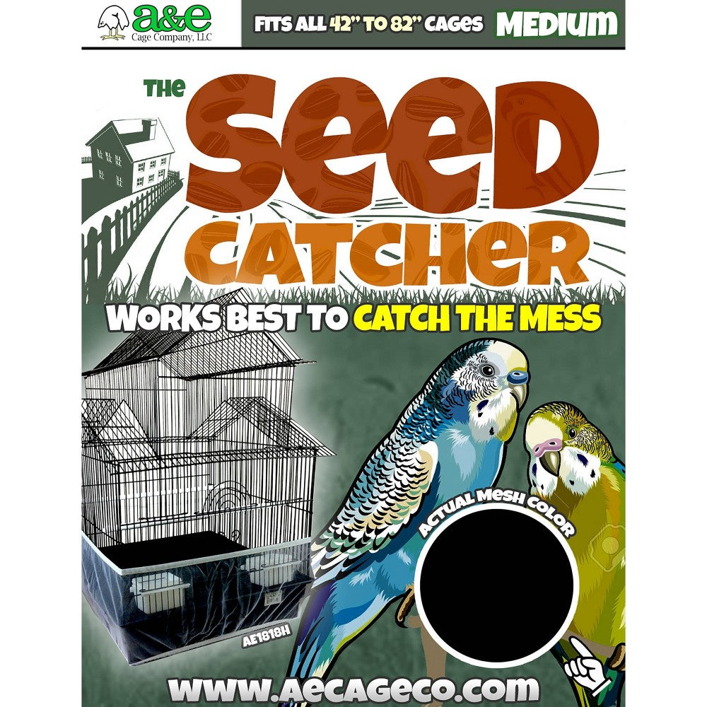 A&E Cage Co. Seed Catcher - Medium, 42-82 inch Bird Cage Skirt, Heavy Duty Nylon