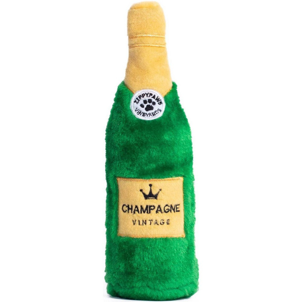 ZippyPaws Happy Hour Crusherz Champagne Dog Toy - Water Bottle Crunch Toy