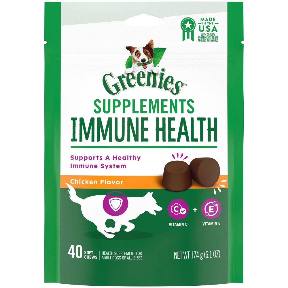 GREENIES Immune Health Supplements for Dogs, Chicken Flavor, 40 Count