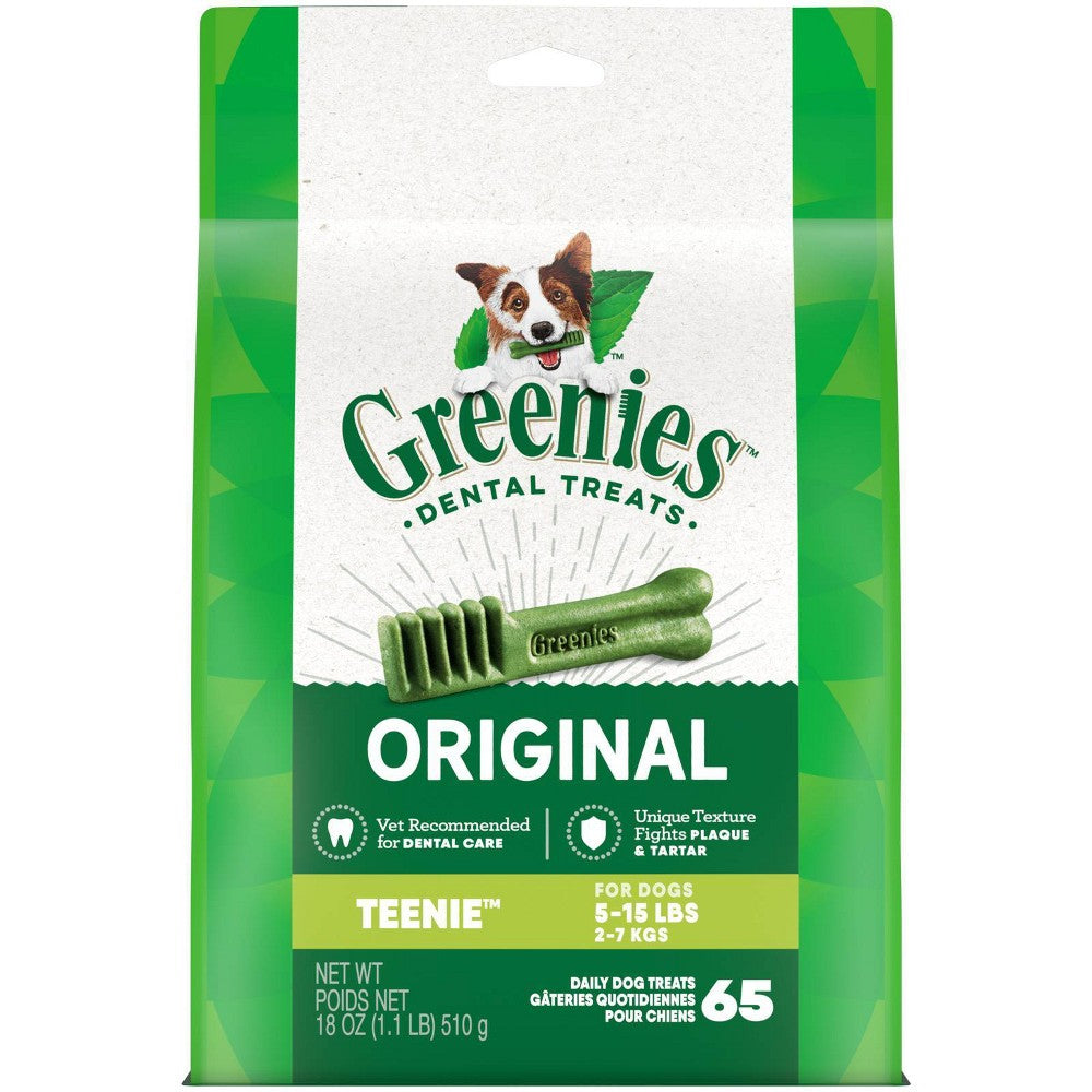 GREENIES Original Teenie Dental Dog Treats, 18 oz (65 Treats) - Small Dogs