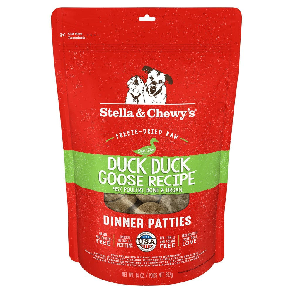 Stella & Chewy's Freeze-Dried Raw Dog Food Dinner Patties, Duck Duck Goose, 14 oz