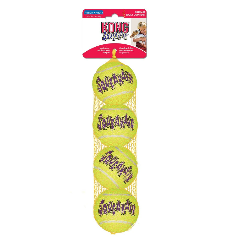 KONG Squeakair Balls Dog Toy - Medium, 3 Pack - Squeak Tennis Balls for Fetch