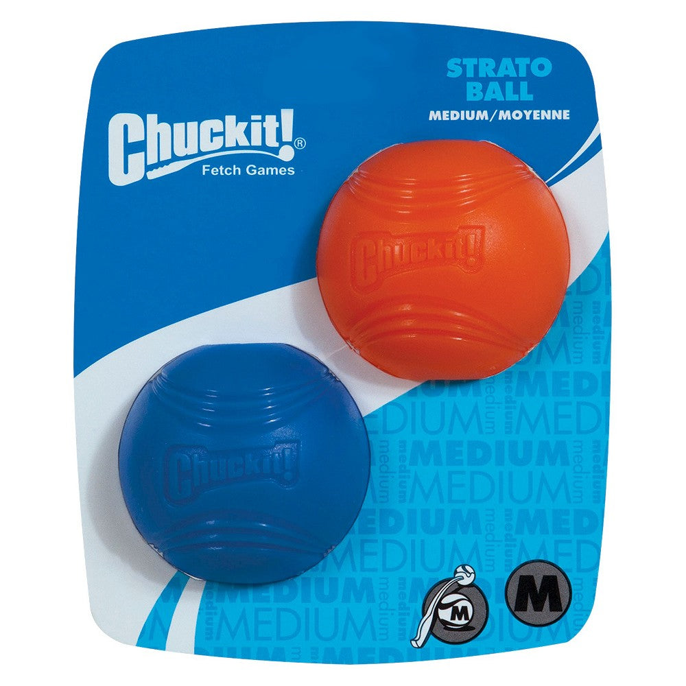Chuckit! Strato Ball Dog Toy - Medium, 2.5 Inch, 2-Pack - Durable Rubber Fetch Toy, Launcher Compatible
