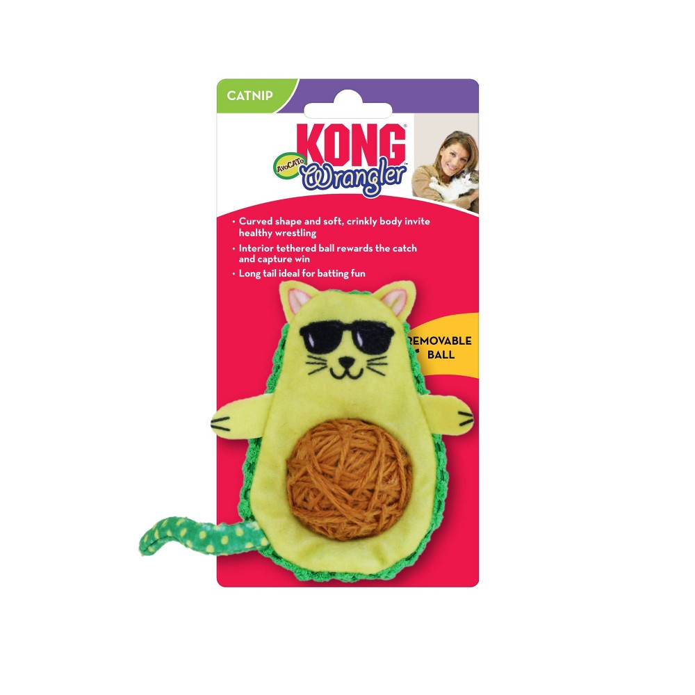 KONG Wrangler AvoCATo Cat Food Shaped Toy: Occupy & Pounc...