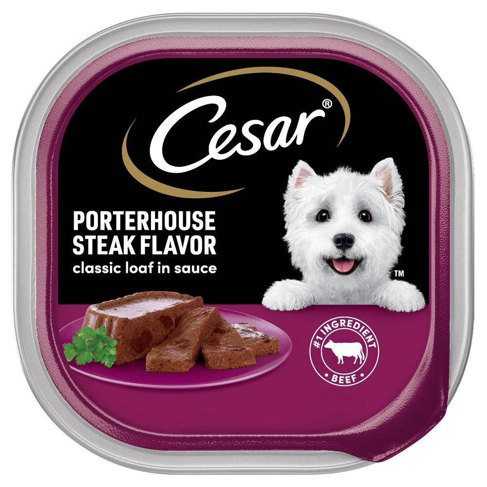 Cesar Classic Loaf in Sauce Porterhouse Steak Flavor Wet Dog Food, 3.5 oz