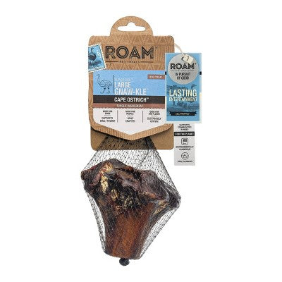 Roam Ostrich Gnawkle Bone Dog Treat - Long Lasting, Natural Dog Chew for Aggressive Chewers