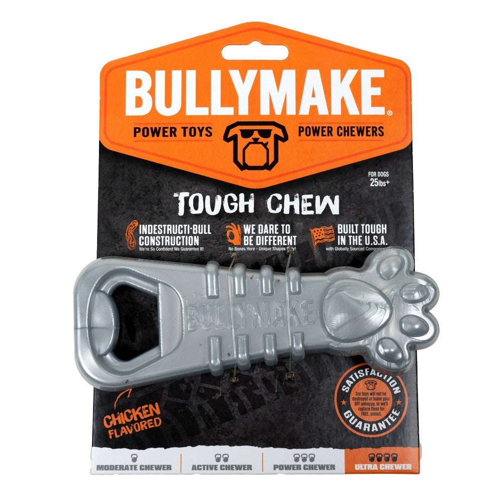 BullyMake Toss N Treat Paw Opener Dog Toy - Chicken Flavored Tough Chew Toy