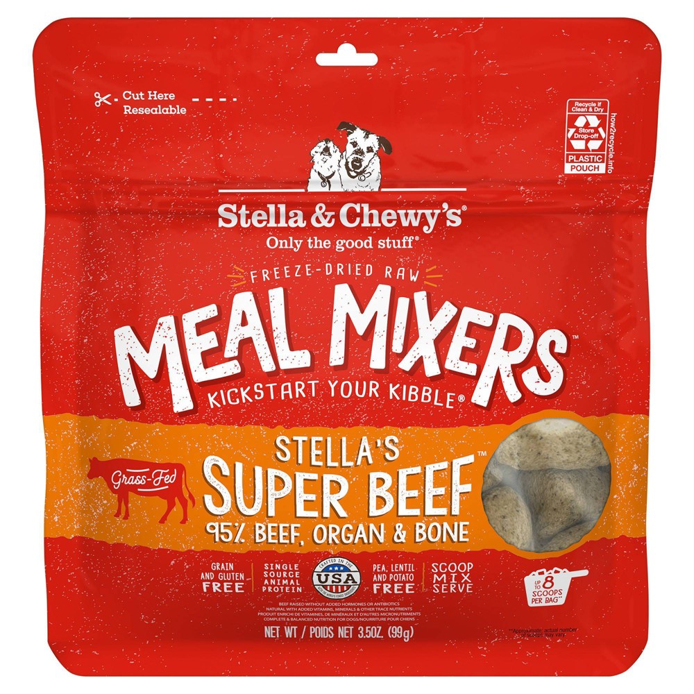 Stella & Chewy's Super Beef Freeze-Dried Raw Meal Mixers Dog Food Topper, 3.5 oz