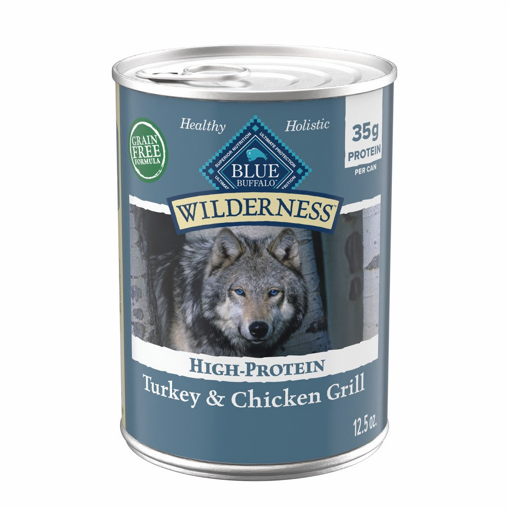 Blue Buffalo Wilderness Turkey & Chicken Grill Wet Dog Food, 12.5 oz Can