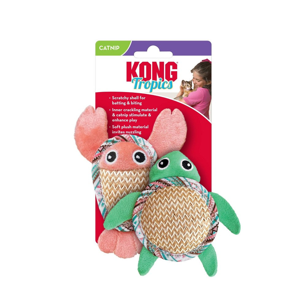 KONG Tropics Pals Sea Creatures Cat Toy 2-Pack - Catnip & Crackly