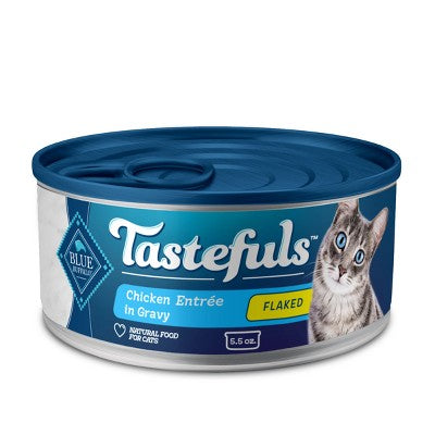 Blue Buffalo Tastefuls Adult Cat Food, Chicken Entree in Gravy, Flaked Wet Food, 5.5 oz Can