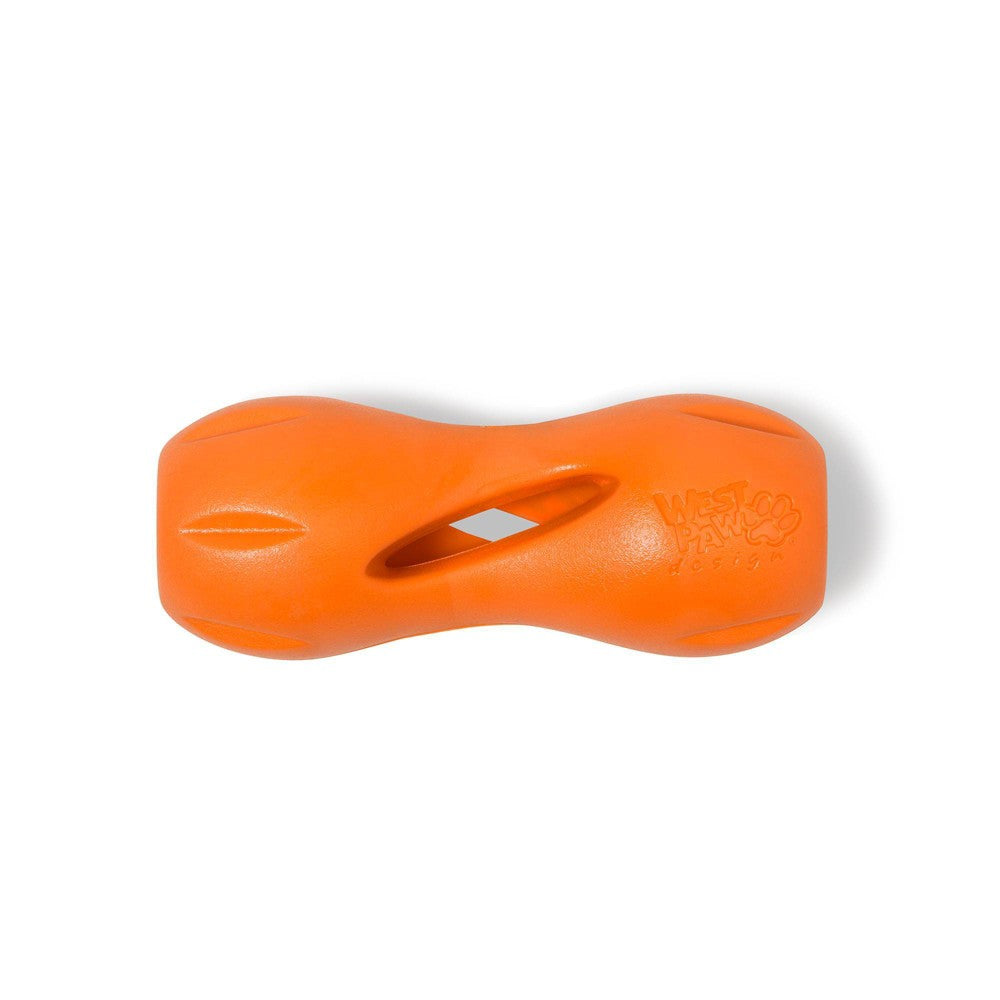 West Paw Zogoflex Qwizl Dog Puzzle Toy, Treat Dispensing Chew Toy, Small, Tangerine