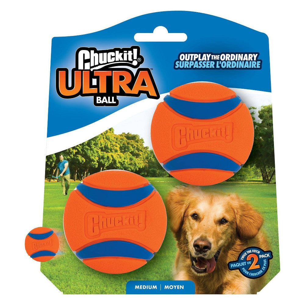 Chuckit! Ultra Ball Dog Toy - Medium, 2 Pack - Durable Rubber Fetch Ball
