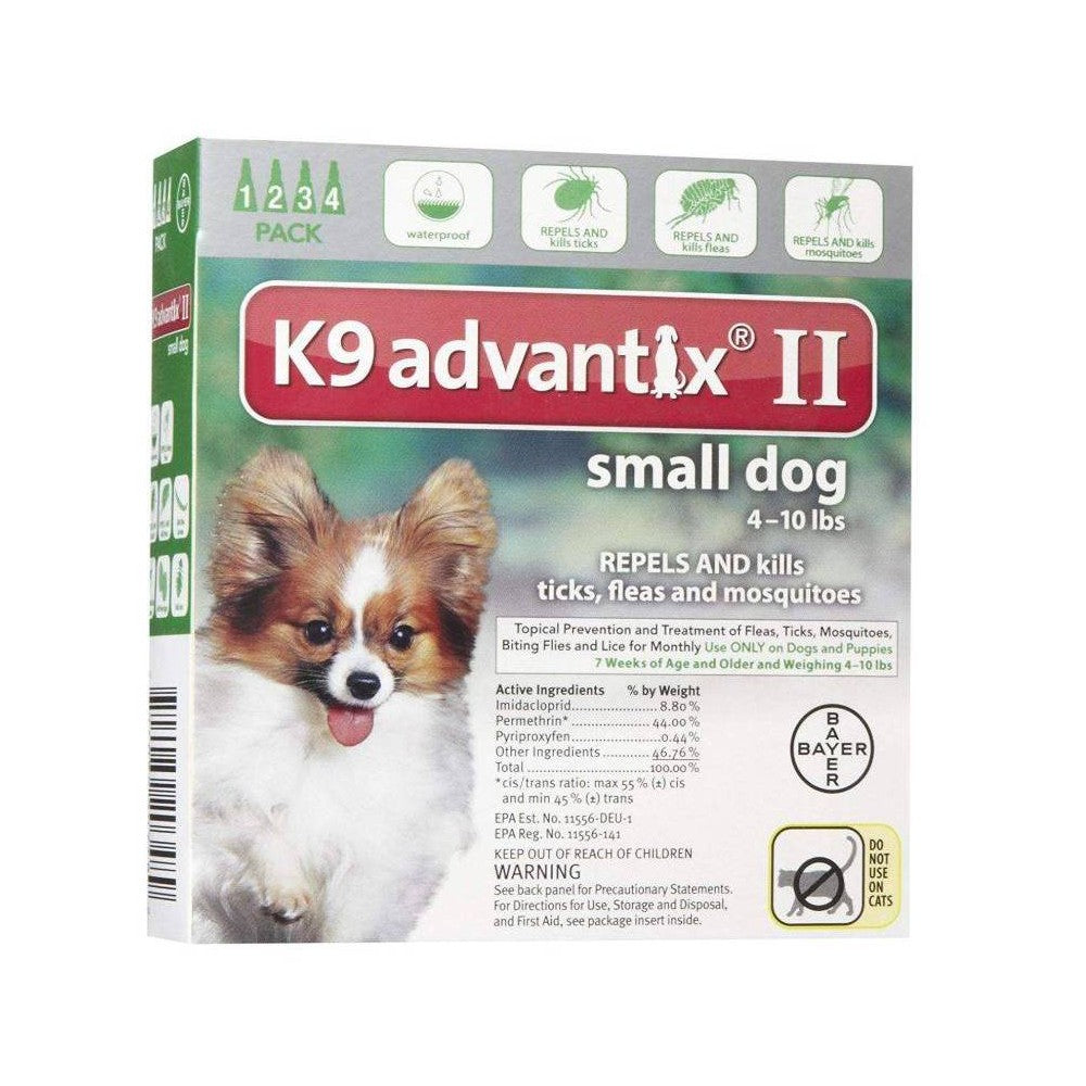 K9 Advantix II Flea & Tick Prevention for Small Dogs, 4-10 lbs, 4 Doses